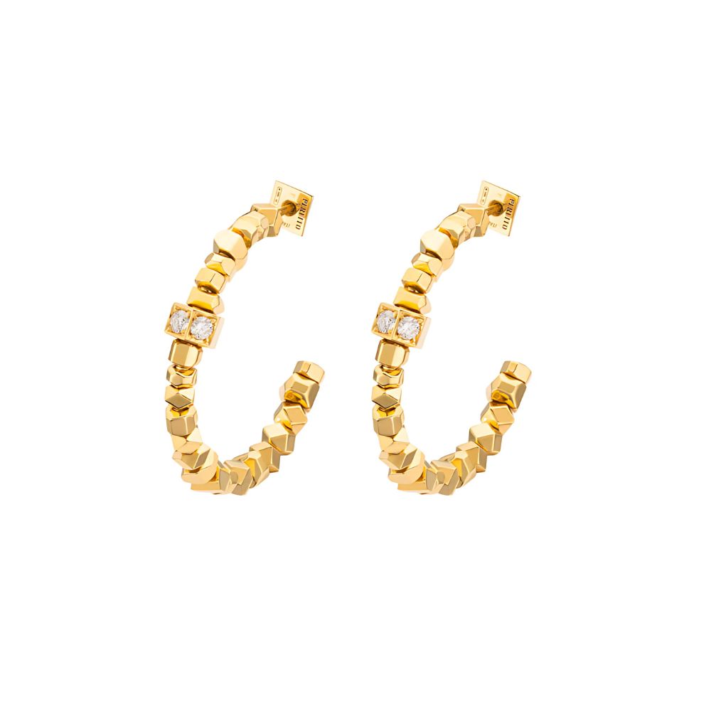 Peruffo 18k Yellow Gold Rocks Maxi Hoop Earrings